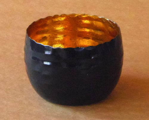 Lichtgefäß, schwarz/gold, 75x55 mm
