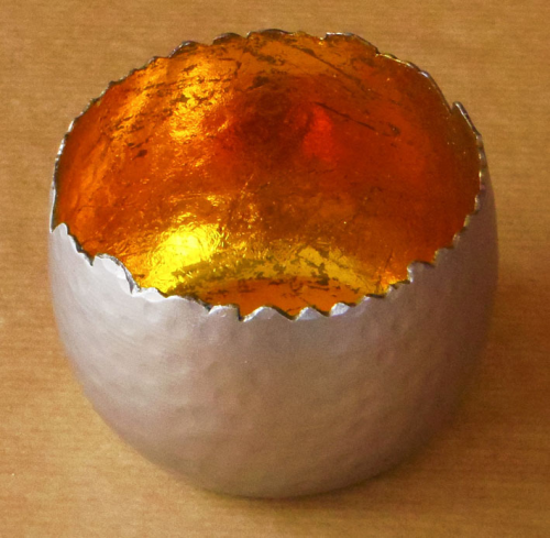 Lichtgefäß, silber/gold, 75x55 mm