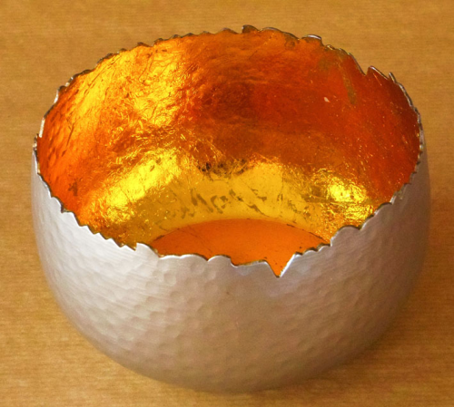 Lichtgefäß, silber/gold, 200x145 mm